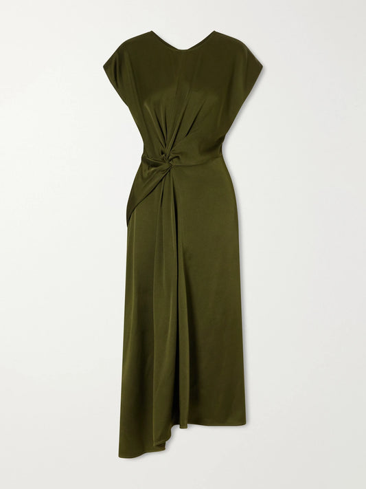 Victoria Beckham Aria Draped Asymmetric Satin Midi Dress