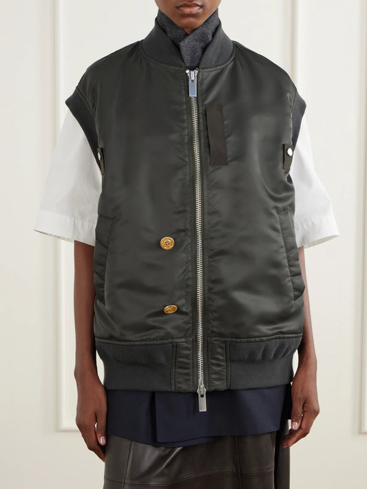 Sacai Button-embellished Twill Vest