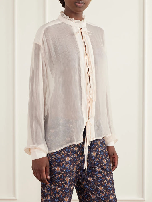 ALIX OF BOHEMIA Willa Lace-up Gauze Blouse