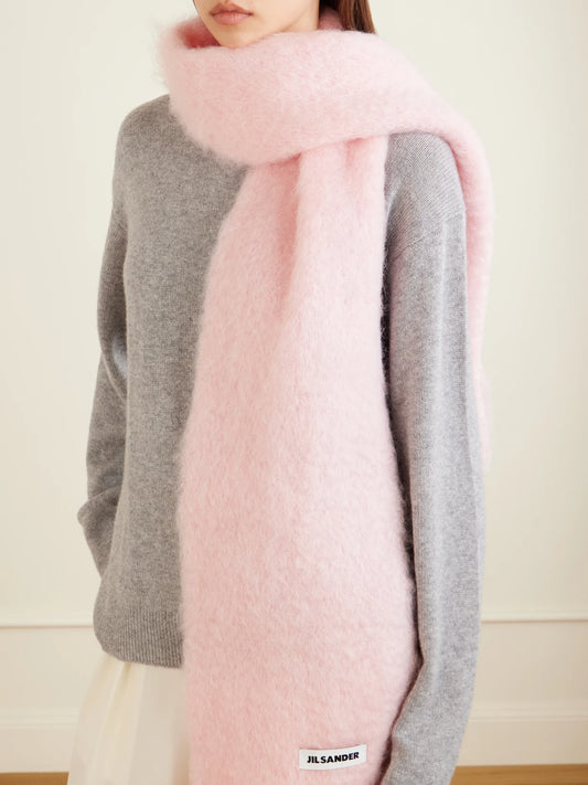 Fringed Mohair And Wool-bend Scarf