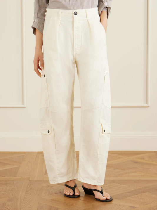 Flight Pleated Organic Cotton-blend Twill Barrel-leg Pants