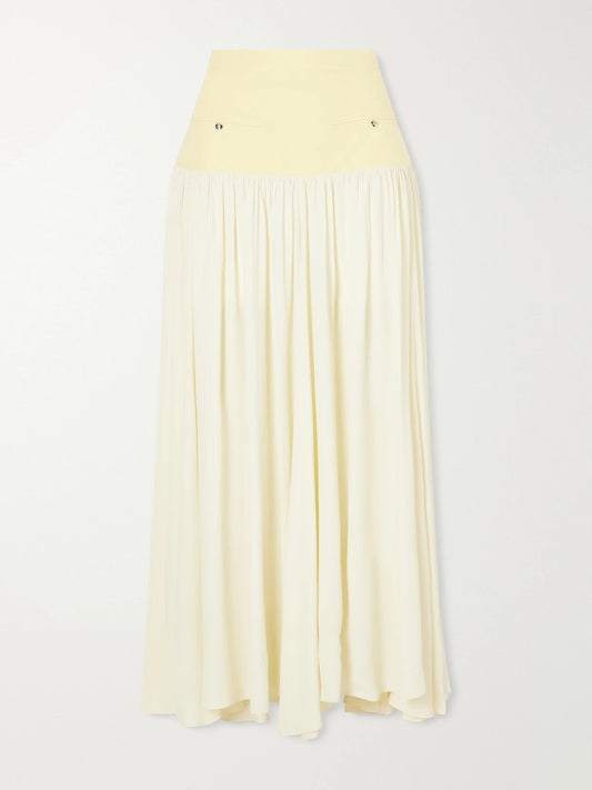 Cotton And Crepe Maxi Skirt