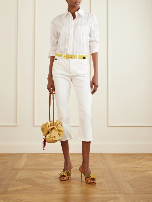 Paradise Mini Leather-trimmed Raffia Bag