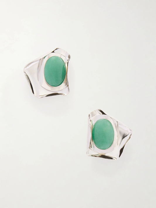 Kendall Silver-tone Aventurine Earrings