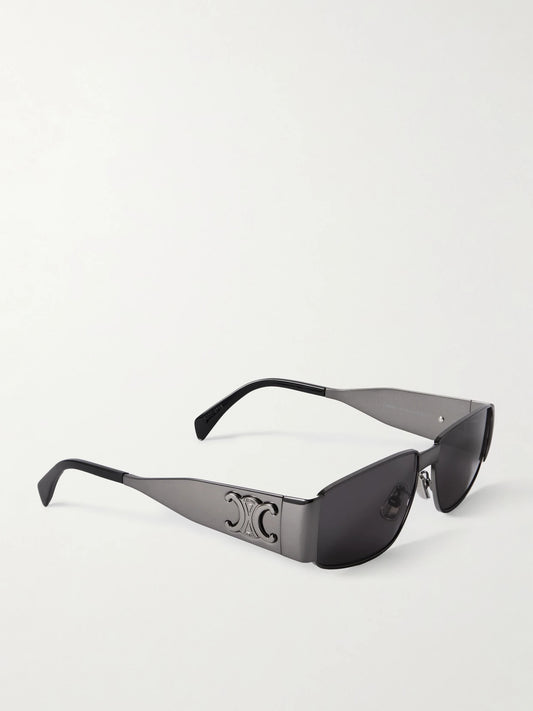 Triomphe Rectangle-frame Gunmetal-tone Sunglasses