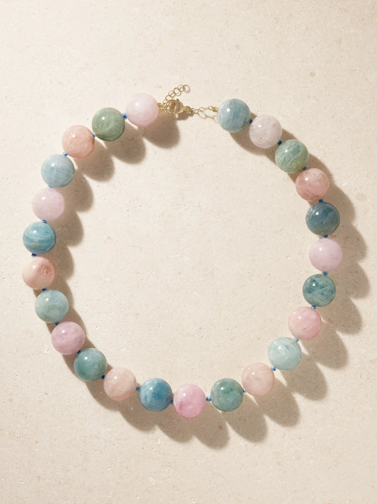 JIA JIA Oracle 14-karat Gold Morganite Beaded Necklace
