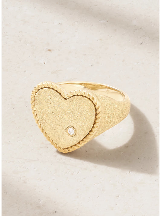 Coeur Pailletee 9-karat Gold Diamond Ring