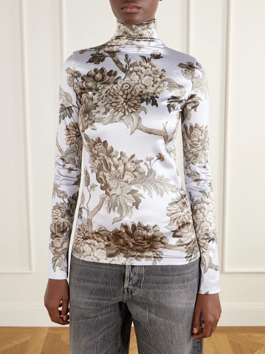 Acne Studios Edenise Printed Stretch-jersey Turtleneck Top