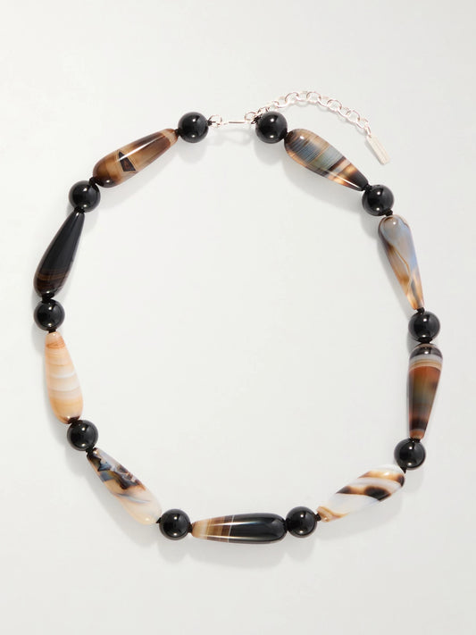 Completedworks The Depths Of Time Beaded Silver-plated Agate Necklace