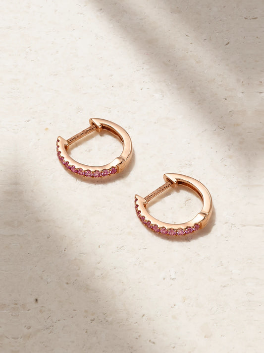 Huggies 18-karat Rose Gold Sapphire Earrings