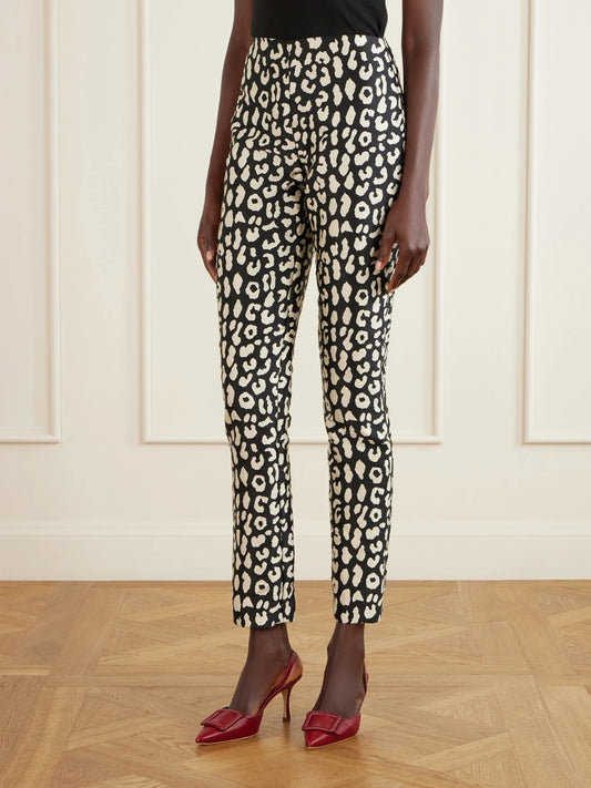 Carolina Herrera Leopard-patterned Jacquard Slim-leg Pants