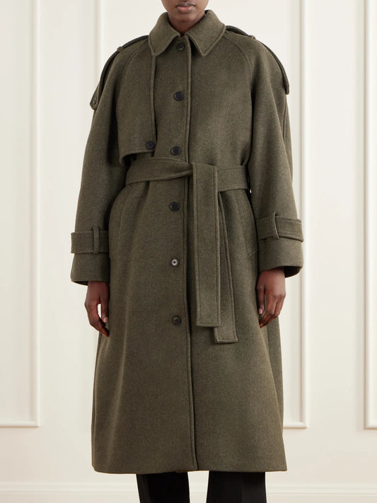 SKALL Manilla Belted Recycled-wool Twill Coat