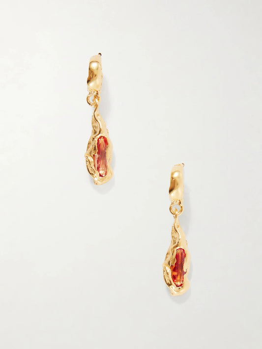 Naranja Gold Plated Citrine Drop Earrings