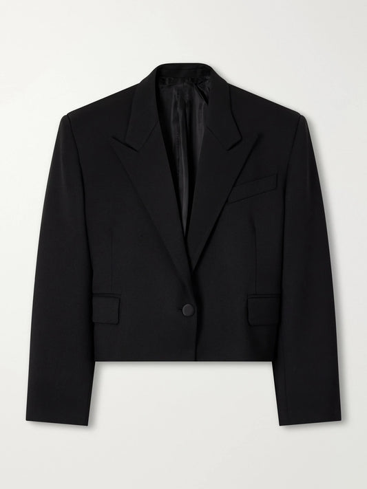 The Attico Cropped Darted Wool-blend Gabardine Blazer