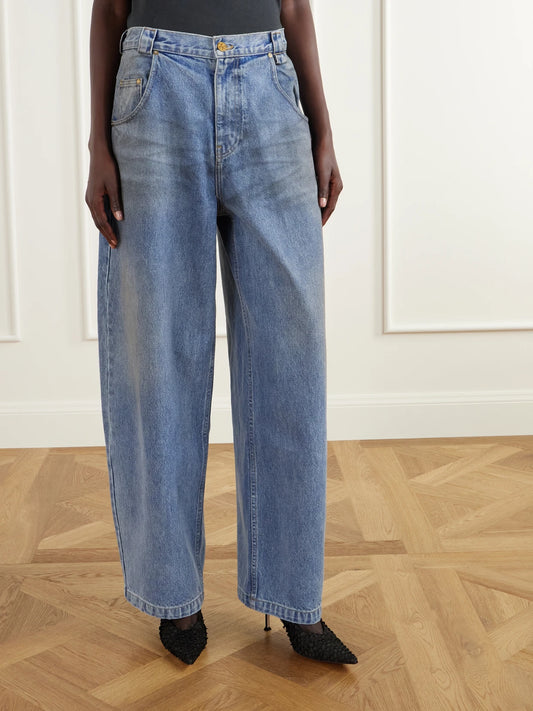 Willy Chavarria Bad Girl Distressed High-rise Barrel-leg Jeans