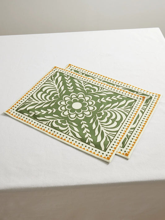 Set Of Two Printed Linen Placemats