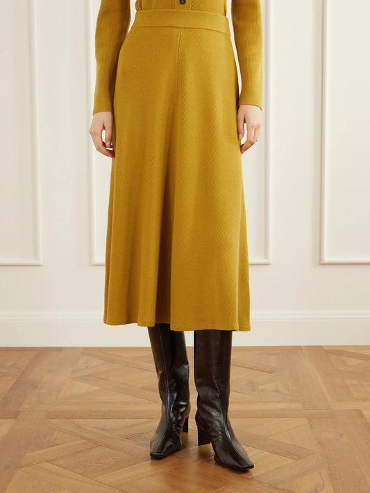 Emilia Wickstead Dorian Ribbed-knit Wool Midi Skirt