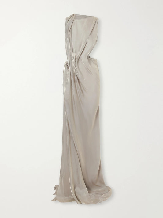 Maticevski Glow Up Draped Metallic-satin Gown