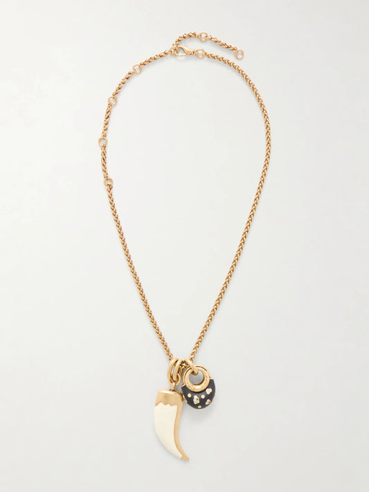 Niki Horn Of Plenty Gold-plated And Enamel Necklace