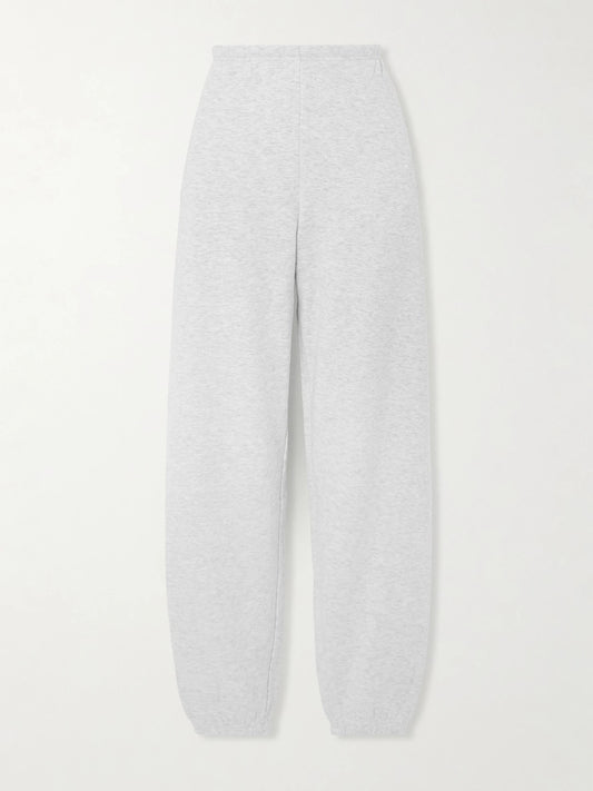 Cotton-blend Fleece Track Pants - Light Heather Grey