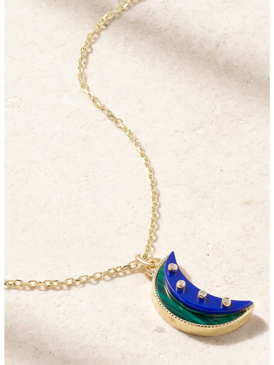Layer Moon 18-karat Gold Multi-stone Necklace