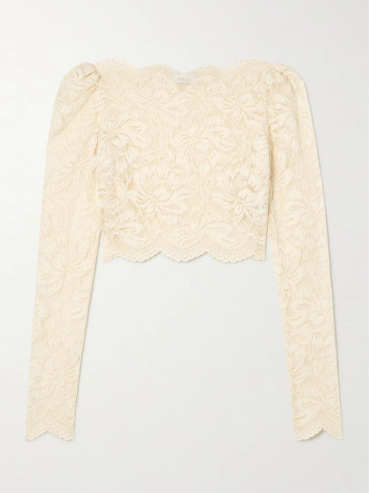Scalloped Cropped Lace Top