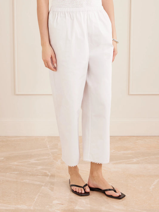 Embroidered Cotton-poplin Wide-leg Pants