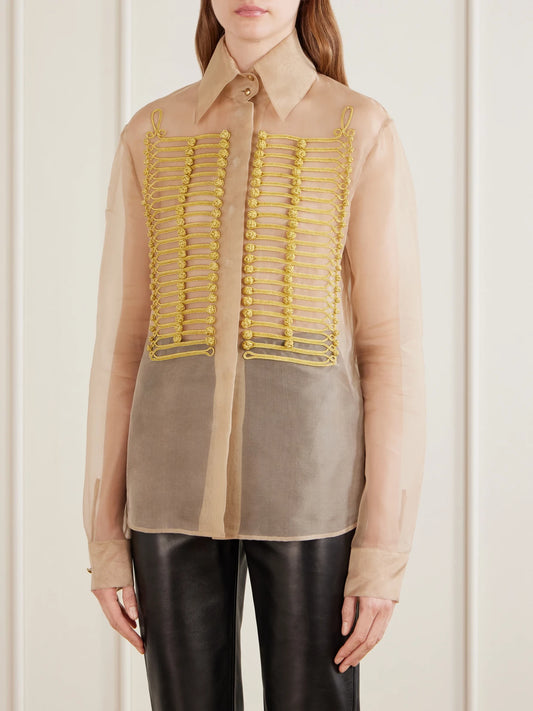KHAITE Ivy Silk-organza Blouse