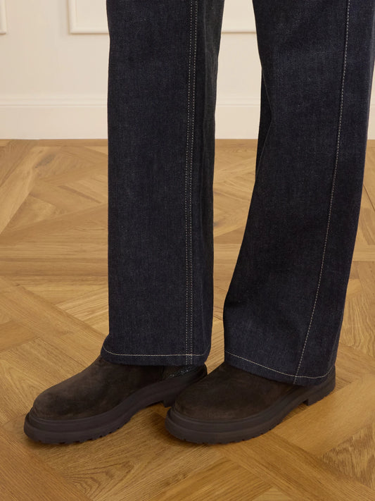 Bead-embellished Suede Chelsea Boots