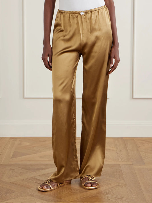 Playa Silk-satin Straight-leg Pants