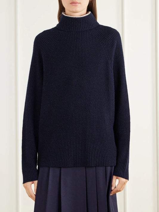 Gabriela Hearst Tipped Wigman Ribbed Cashmere Turtleneck Sweater