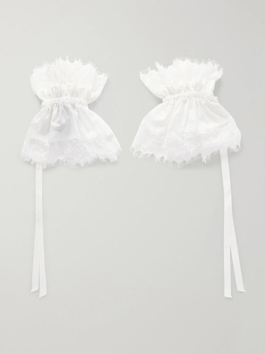 Ann Demeulemeester Birte Lace-trimmed Cotton Cuffs