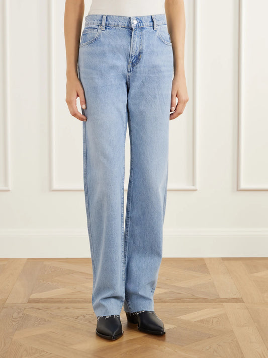 Guest In Residence Weekender Frayed Mid-rise Straight-leg Jeans