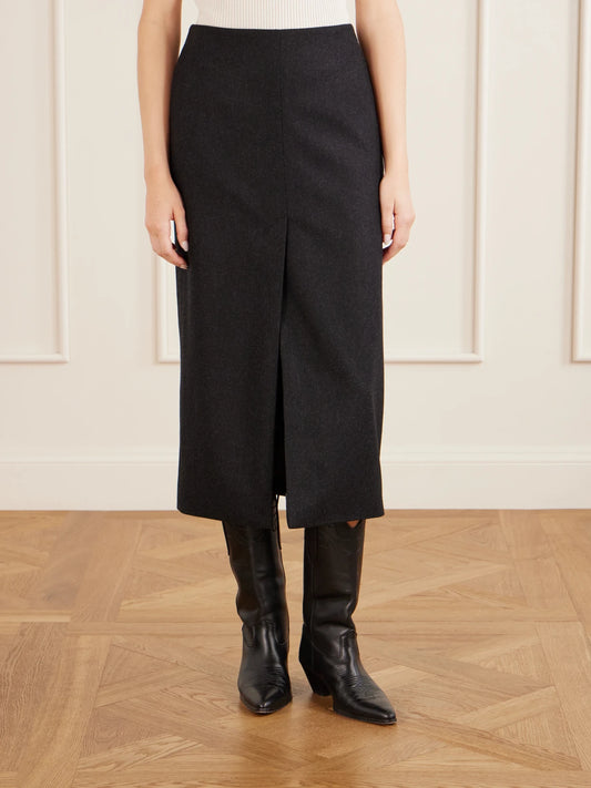 Nili Lotan Mariha Wool-twill Midi Skirt