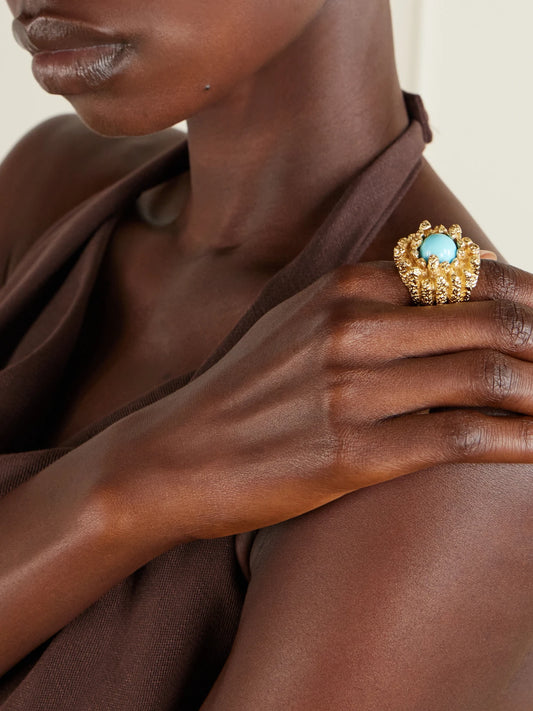 Paola Sighinolfi Lia 18-karat Gold-plated Pewter And Resin Ring