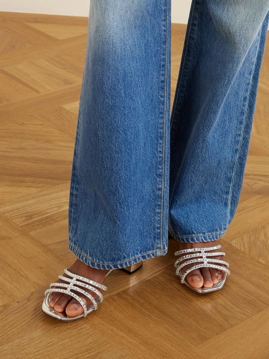 Sensation 35 Embellished Metallic Leather Mule