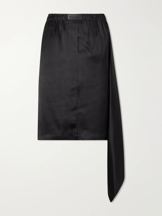 COURREGES Logo-trimmed Satin Midi Skirt