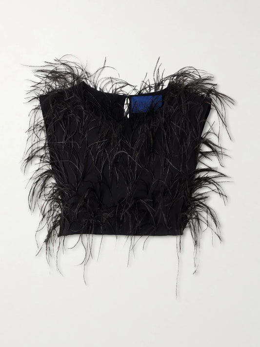 Sharon Wauchob Cato Feather-trimmed Silk Tank