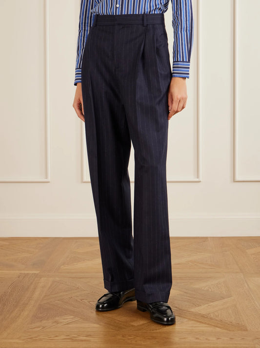 Polo Ralph Lauren Pinstriped Fresco-wool Straight-leg Pants