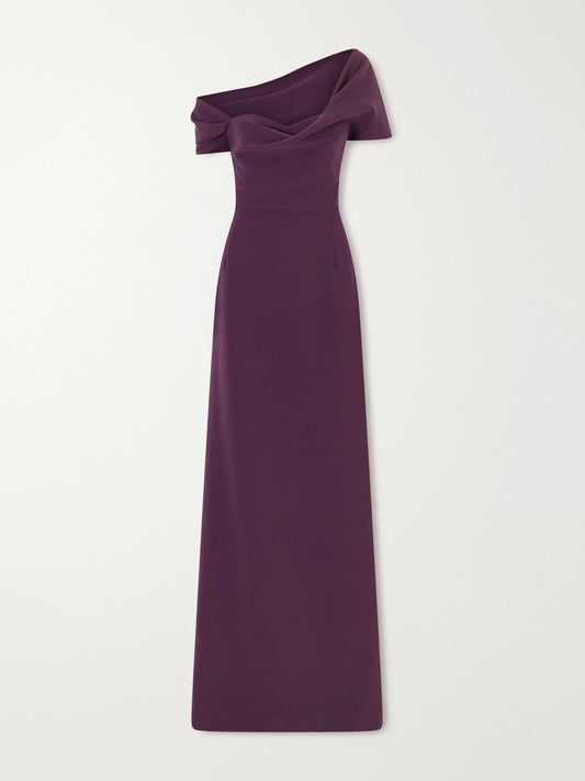 Carolina Herrera Sofia One-shoulder Draped Crepe Gown