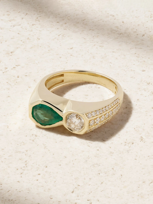 Jacquie Aiche 14-karat Gold, Emerald And Diamond Ring