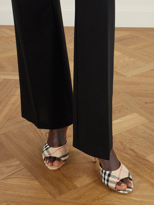 Checked Canvas Mules