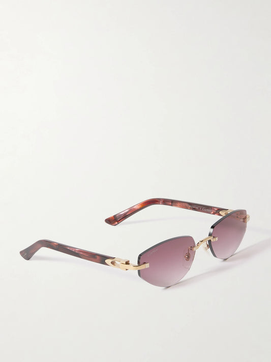 Signature C Décor Rimless Cat-eye Gold-tone And Acetate Sunglasses