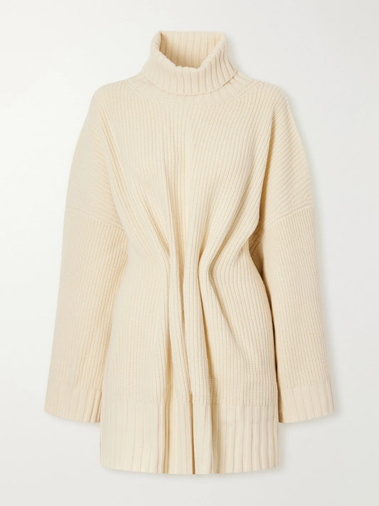The Frankie Shop Alira Brooch-detail Wool-knitted Mini Dress
