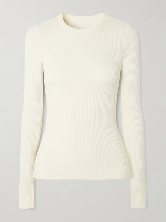 Bina Ribbed Stretch-lyocell And Organic Cotton-blend Top