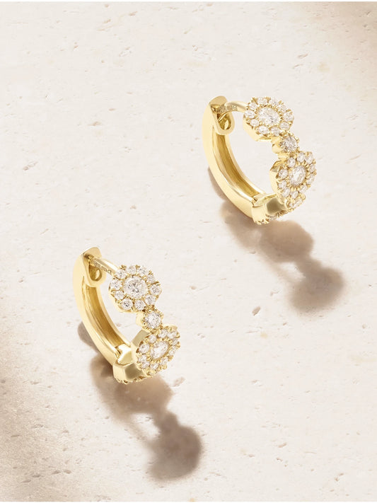 Triolette 18-karat Gold Diamond Hoop Earrings
