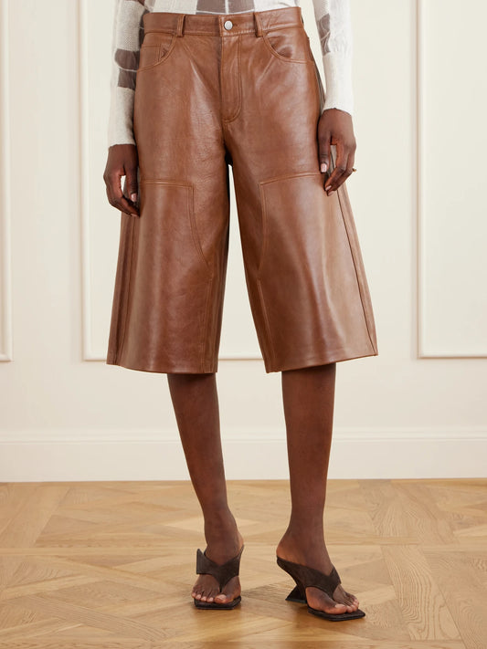 Legacy Leather Wide-leg Shorts