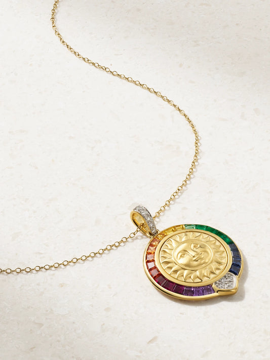 Soleil Rainbow 18-karat Gold Multi-stone Necklace