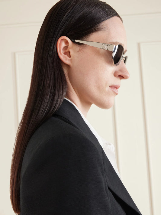 Oval-frame Silver-tone And Acetate Sunglasses