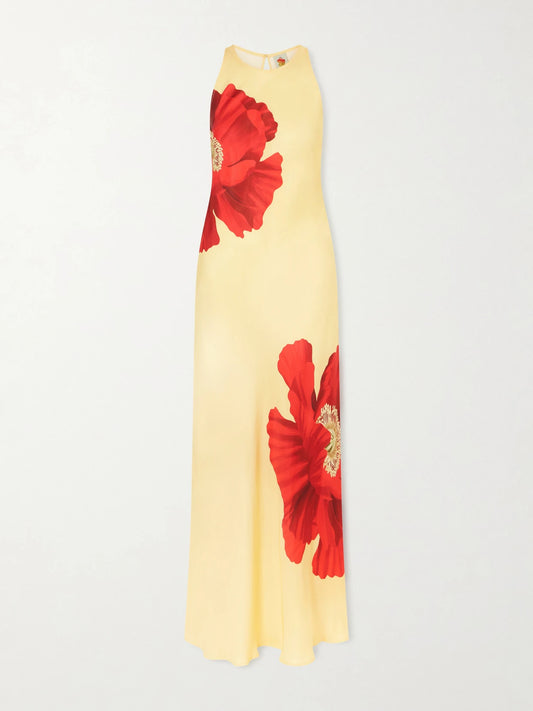 Floral-print Satin Maxi Dress